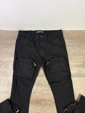 Legendary Status Black Cargo Jeans Size 34 Zip Pocket Utility Pants